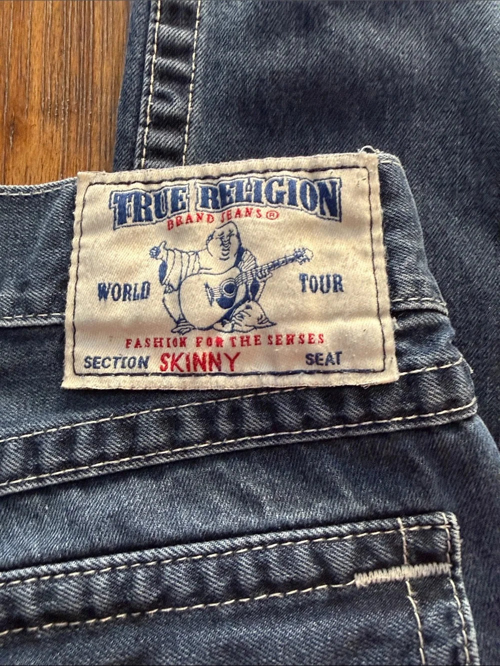 True Religion Skinny Indigo Blue Denim Jeans with Branded Button